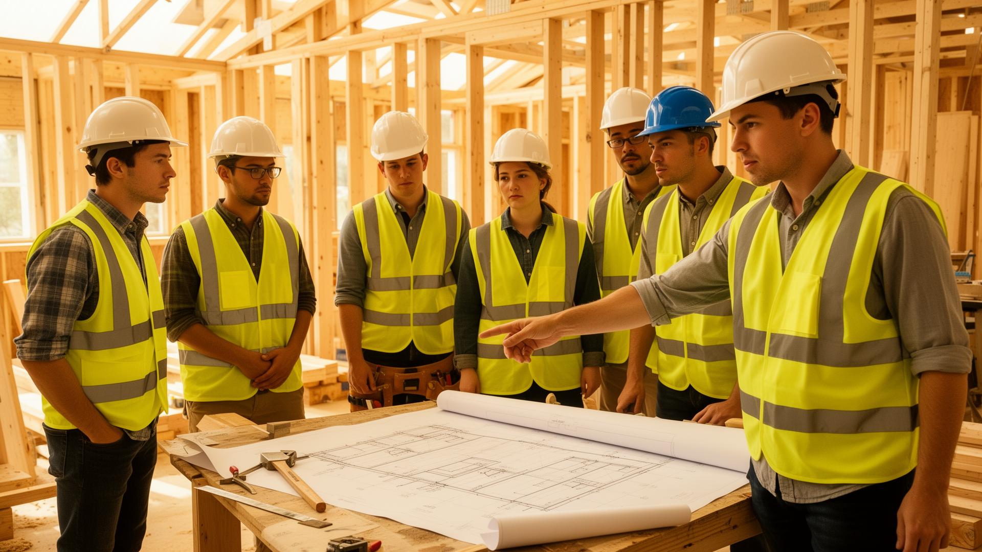 Construction apprentices learning at a Dallas training workshop